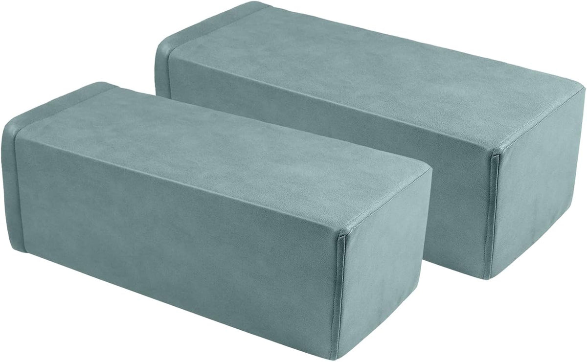 2 Pack Couch Arm Rest Pillow, 6''x6''x20'' Faux Leather Waterproof Cover, High Density Foam Armrest Cushion, Removable & Washable Elbow Support for Sofa, Bed, and Armchair (Medium Grey)