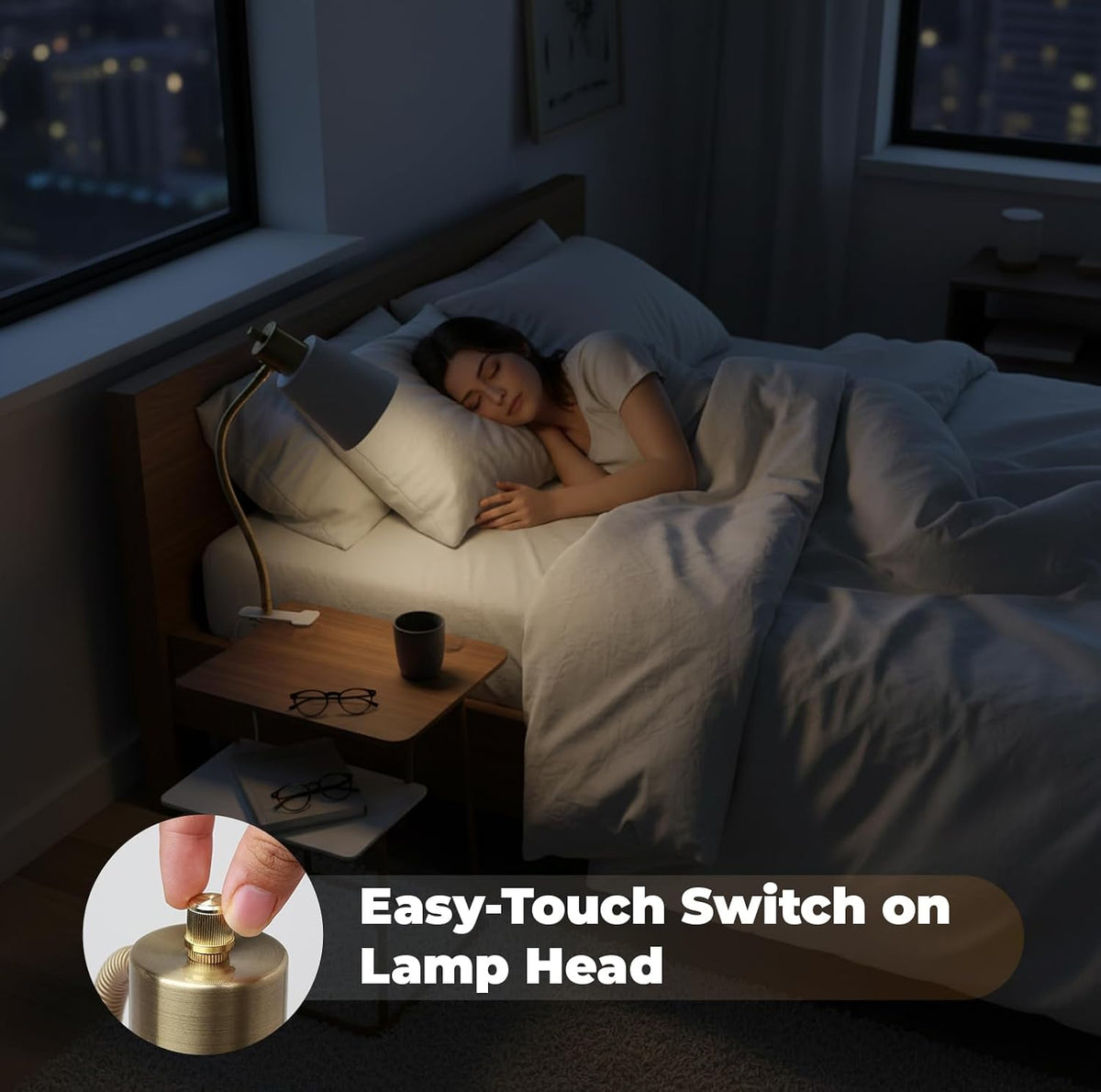 LALISU Desk lamp Eye-Caring Table Lamps, 360°Rotation Gooseneck Clip Lamp