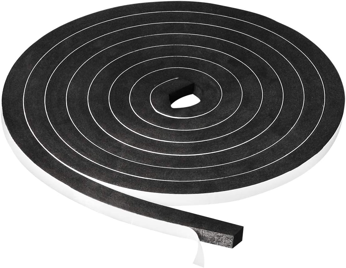 2 Rolls Foam Seal Tape for Door Window Insulation, Soundproof and Shockproof Foam Adhensive Strip, 3/8" Wx3/16 T Single Sided Foam Tape, Cold Air and Draft Closed Cell Seal Strip,Total 32FT