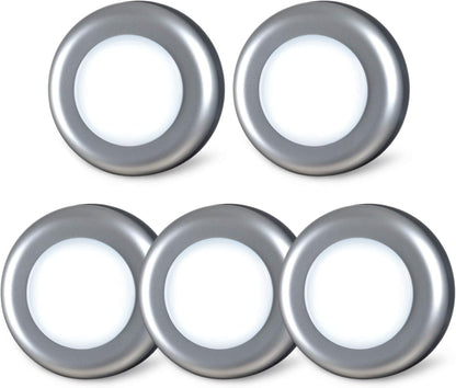 STAR-SPANGLED 2.8” LED Puck Lights Under Cabinet AAA Battery, 5 Pack White | Mini Touch Lamp Battery Operated Powered, DIY Strong Adhesive Stick on Push Tap Light for Kitchen, Closet, Pantry, Shelf