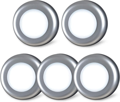 STAR-SPANGLED 2.8” LED Puck Lights Under Cabinet AAA Battery, 5 Pack White | Mini Touch Lamp Battery Operated Powered, DIY Strong Adhesive Stick on Push Tap Light for Kitchen, Closet, Pantry, Shelf