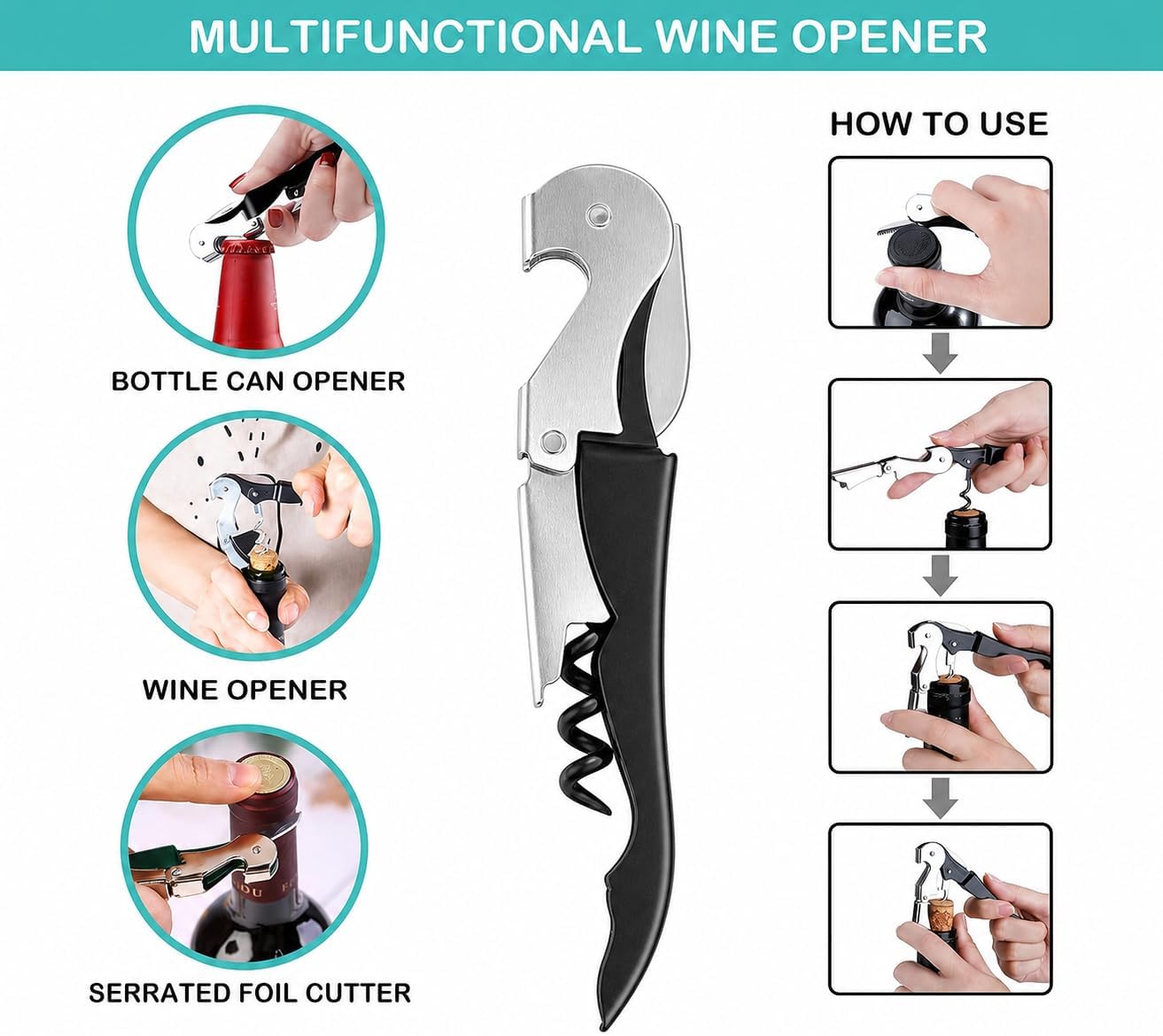 Jar Opener & Bottle Opener for Seniors, Arthritis, Weak Hands, Non Slip Lid Grip Remover, Effortless Twist,4-in-1 Multi Purpose Kitchen Tool(Blue)