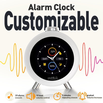 MOMILLA Alarm Clocks for Bedrooms, 2.8" Color Display, 4 Alarms Easy to Set