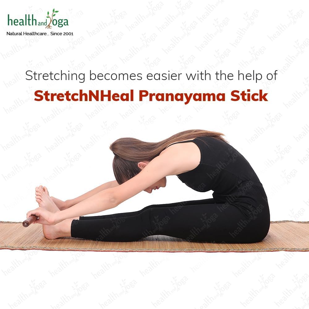 HealthAndYoga™ StretchNHeal Collapsible Multi-Use Wooden Yoga Stick - Regular and XL - Portable Posture Corrector Pole, Stretch Mobility Stick, Physical Workout Exercise Dowel