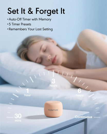 FLOWTUNE Sound Machine White Noise Machine for Baby Adults, 18 Non-looping Sounds, Timer, Memory Function, Portable Sleep Sound Therapy Gift (Mint Green)