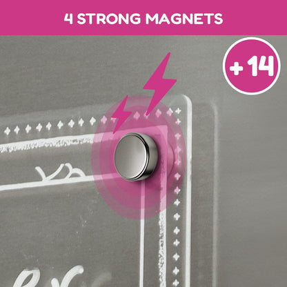 CHALKY CROWN Magnetic Dry Erase Menu Board - Black - 15.6" x 11.6" | Magnetic Weekly Meal Planner & Grocery List for Fridge - Includes 4 Liquid Chalk Markers - Easy to Write & Wipe Clean Design