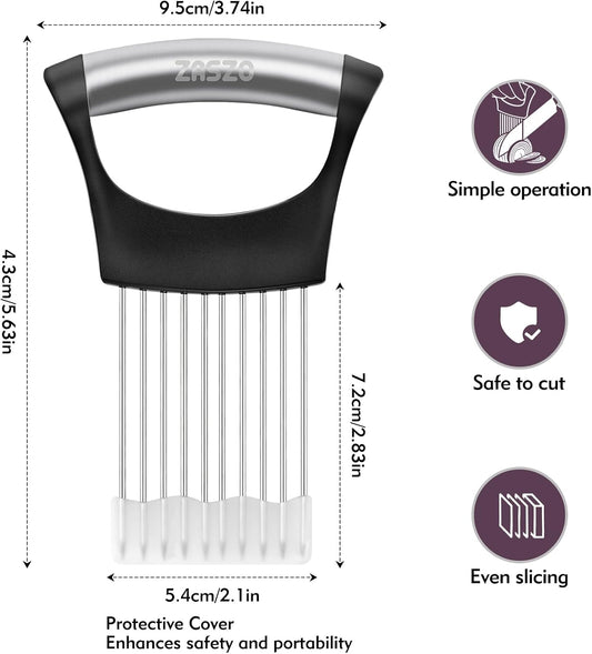 Onion Holder for Slicing, Stainless Steel Onion Slicer | Onion Slicer Holder Cutter Chopper, Vegetable Fruit Tomato Slicer, Food Vegetable Chopper, Kitchen Gadgets