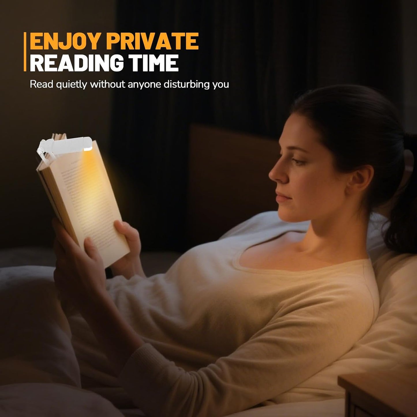 Book Reading Light Rechargeable Clip on Book Lamp with 3 Color Temperatures | 5-Level Dimmable Brightness, 3 Color Temperatures, 360° Rotatable USB Eye Caring
