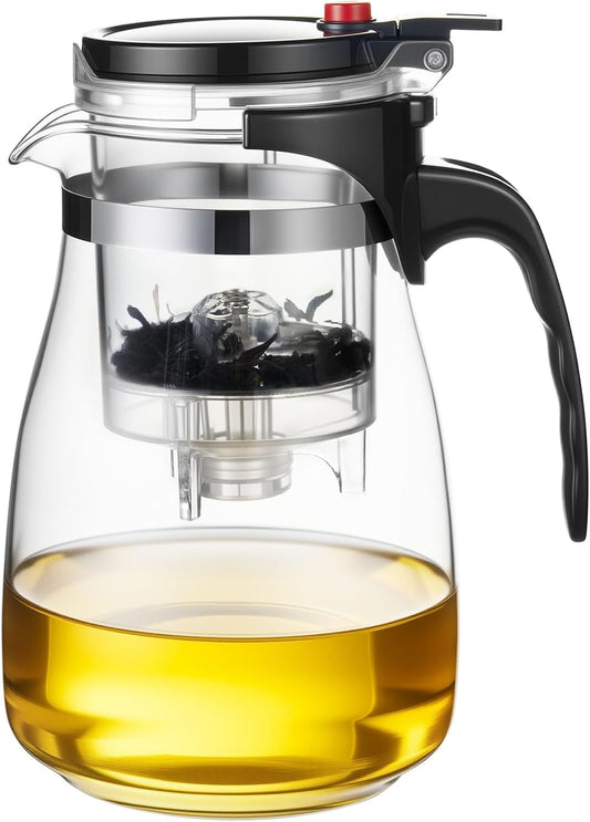 PARACITY Glass Teapot with Infuser, 33 fl oz Magic Teapot with One Button