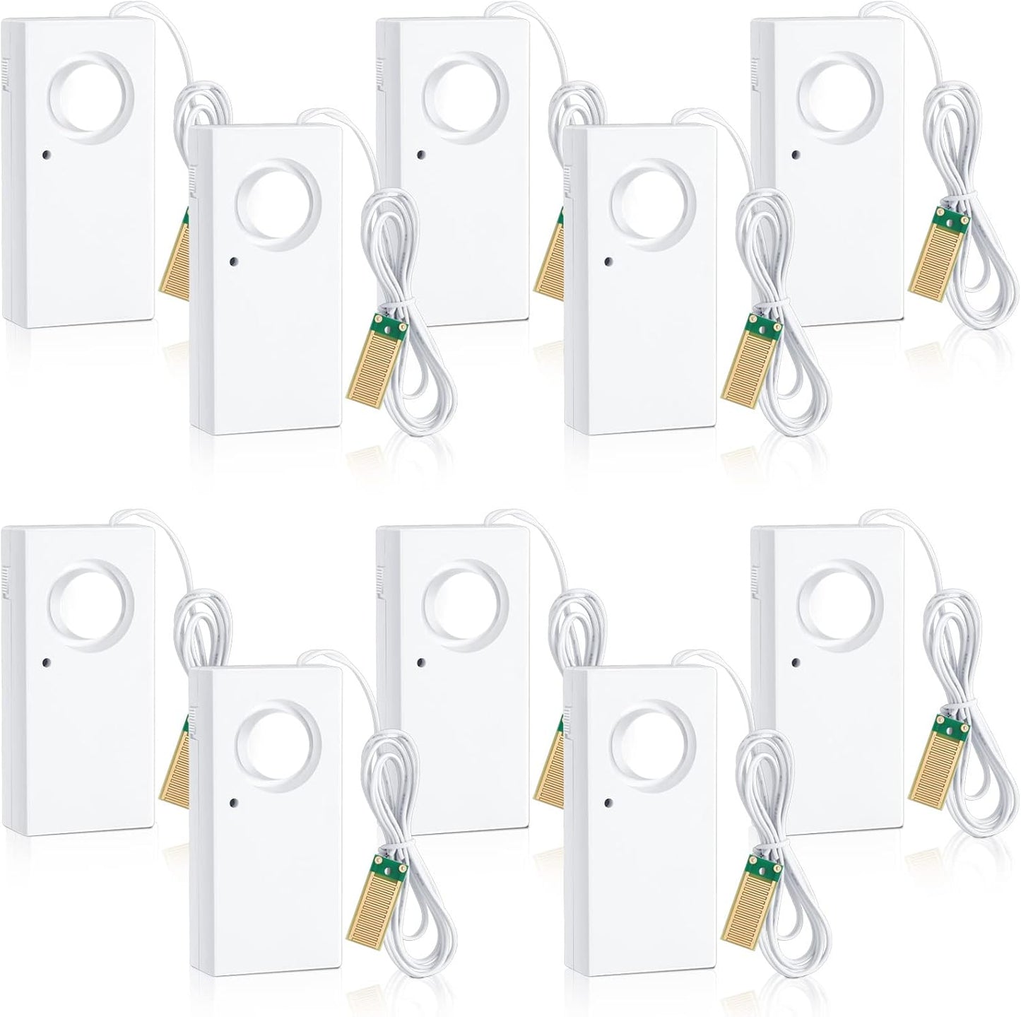 10 Pcs Water Sensor Alarm Leak Detector 120db Water Leak Alarm 9v Battery Flood Sensor Detector Overflow Security Alert for Home Basement Kitchen Garage Bath Tub Sink, White