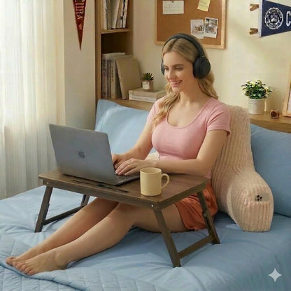 Reading Pillow with Arms for Sitting in Bed,Backrest,White Flannel,M | 17" Backrest Supports Back for College Students,Elbows & Forearms for Dorm Reading,Gaming,Watching TV