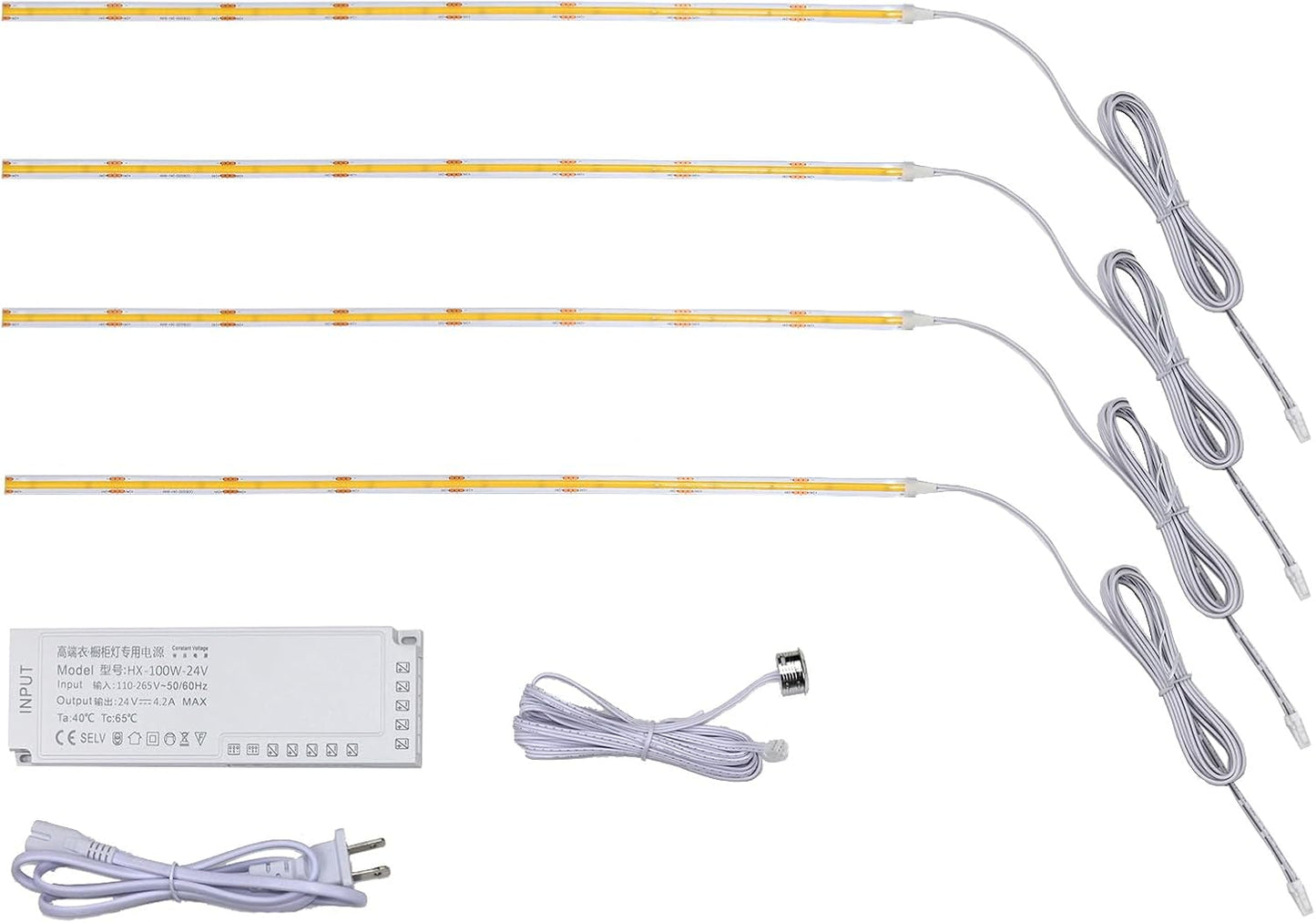 4 x 5Ft Under Cabinet Lights Kit, Motion Sensor COB LED Strip,for Kitchen Cabinets,Cupboards, Closets, Stairs, Pantry,Shelf, Desk, and Bed (Warm White 3000K, 4 * 5Ft)
