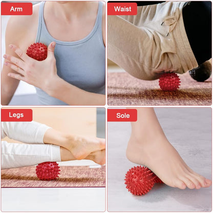 URAQT Spiky Massage Ball Set, 2 Pack Physical Therapy Massage Balls, Hard Lacrosse Ball & Spiky Massage Ball for Myofascial Release and Trigger Point Deep Tissue Massage (Purple)