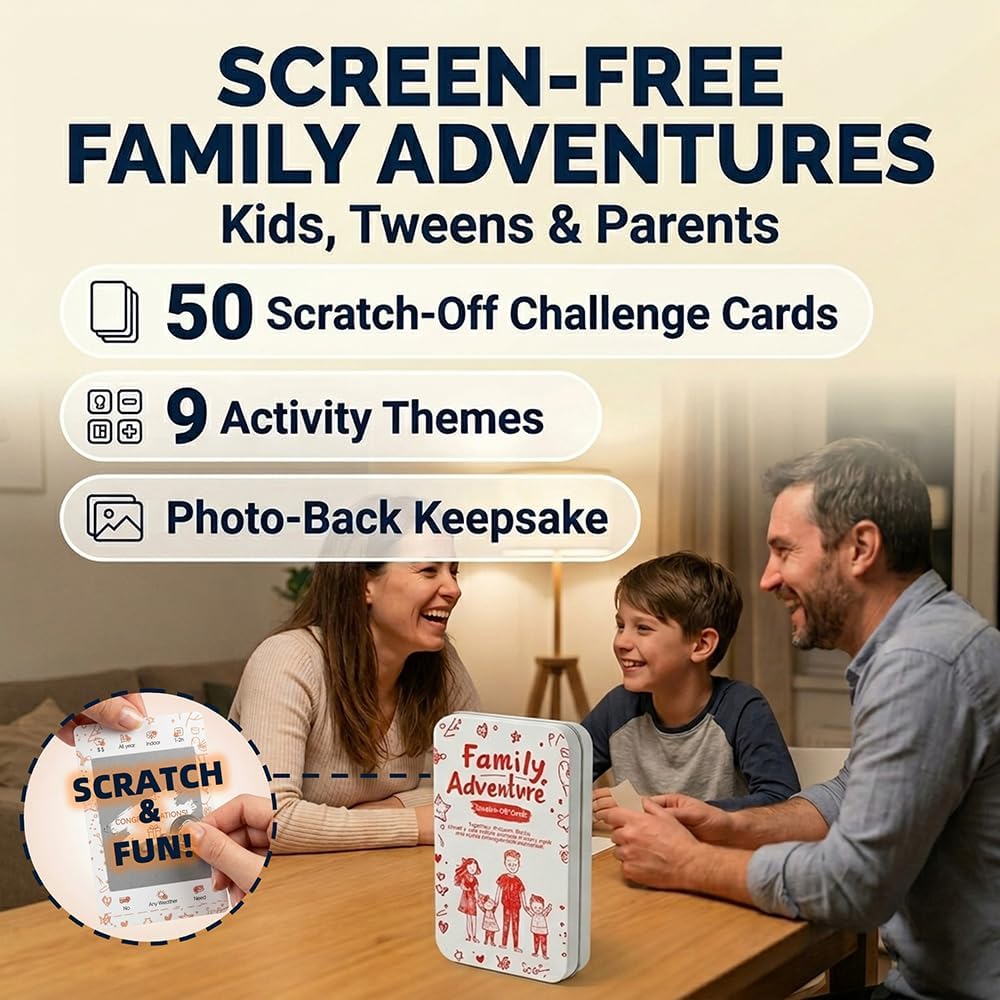50 Screen-Free Scratch-Off Family Activity Cards | Fun family game night cards for kids and adults
