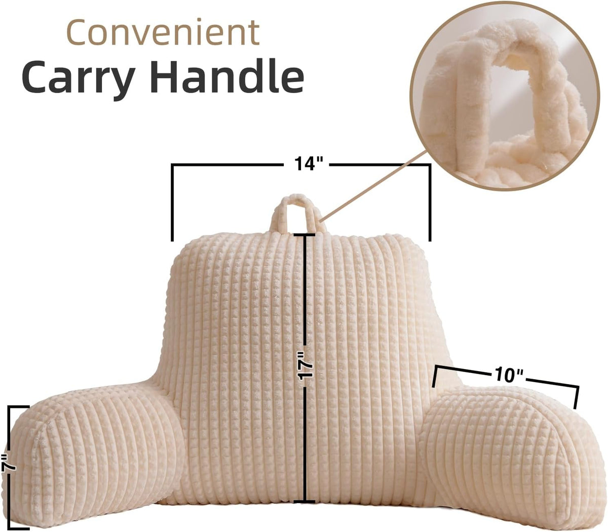 A Nice Night Darkgrey 17" Bed Wedge Pillows with Arms for Sitting