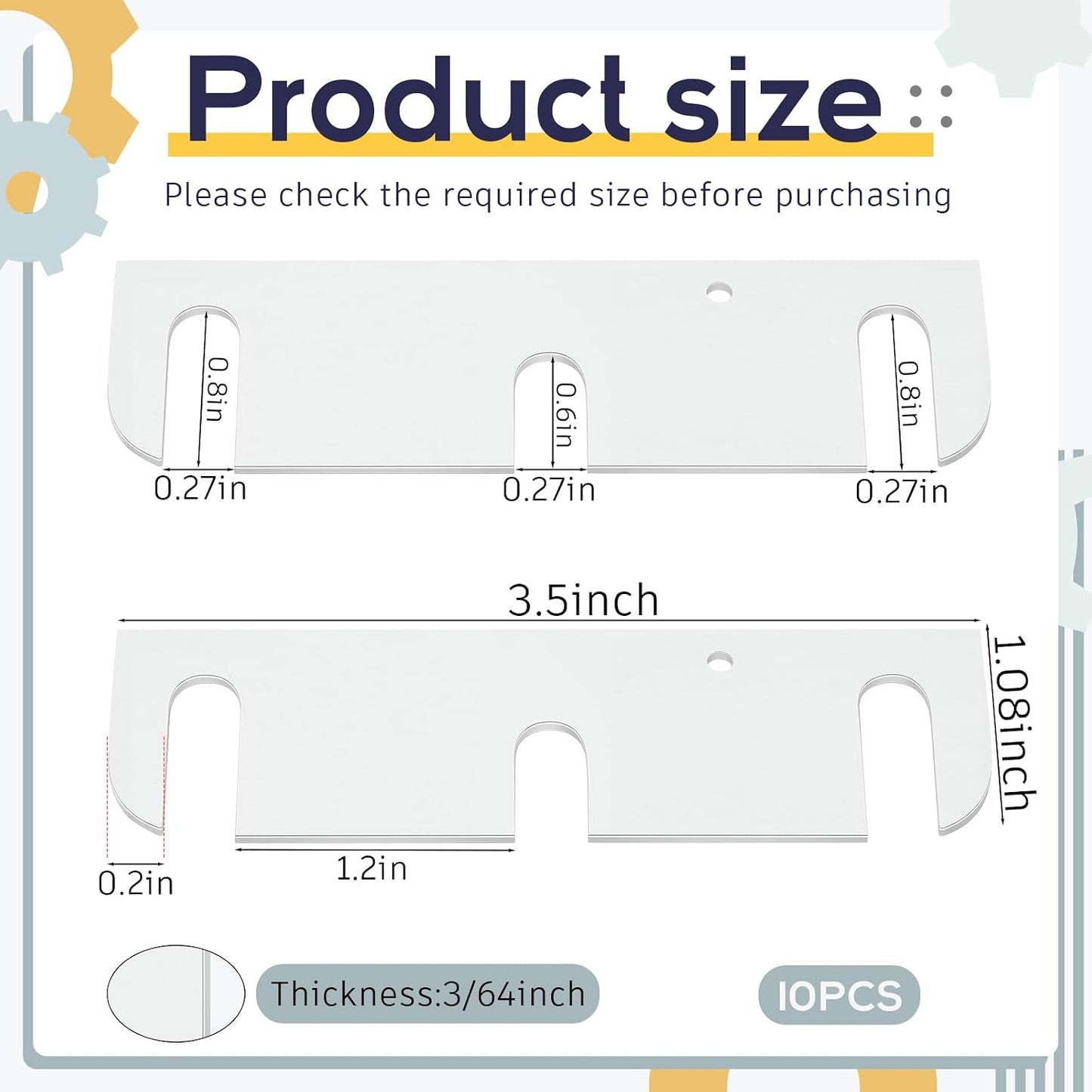 10 Pcs Hardware Door Hinge Shims Stainless Steel Metal Coated Finish Door Hinge Shim for Repair Kit (4 Inch,White)