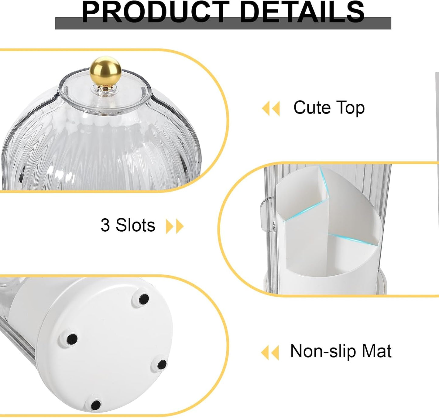 Toothbrush Holders with Cover Toothpaste Organizer for Bathroom, White | 360° Rotating, Dustproof Sliding Lid, Drainage Holes, Waterproof, for Kids Electric Toothbrush Makeup Brush Storage