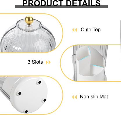 Toothbrush Holders with Cover Toothpaste Organizer for Bathroom, White | 360° Rotating, Dustproof Sliding Lid, Drainage Holes, Waterproof, for Kids Electric Toothbrush Makeup Brush Storage