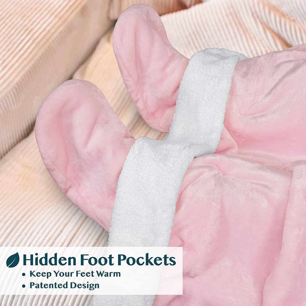 PAVILIA Fleece Blanket with Sleeves, Foot Pockets for Women Men Adults, Plush Wearable Blanket Throw Wrap, Warm Snuggle Blanket Robe, Cozy Gift Ideas Wife Mom, Dark Purple
