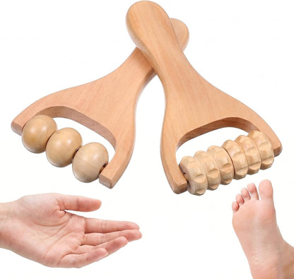 2pcs Massage Roller,Foot Roller,Wooden Massage Roller,Wood Therapy Massage Tools,Wooden Rollers For Massage,Natural Wood,Break Down Muscle Tightness,For Leg Thigh Arm Body Muscle Tissue Pain Relief