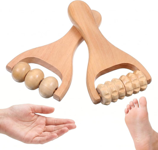 2pcs Massage Roller,Foot Roller,Wooden Massage Roller,Wood Therapy Massage Tools,Wooden Rollers For Massage,Natural Wood,Break Down Muscle Tightness,For Leg Thigh Arm Body Muscle Tissue Pain Relief