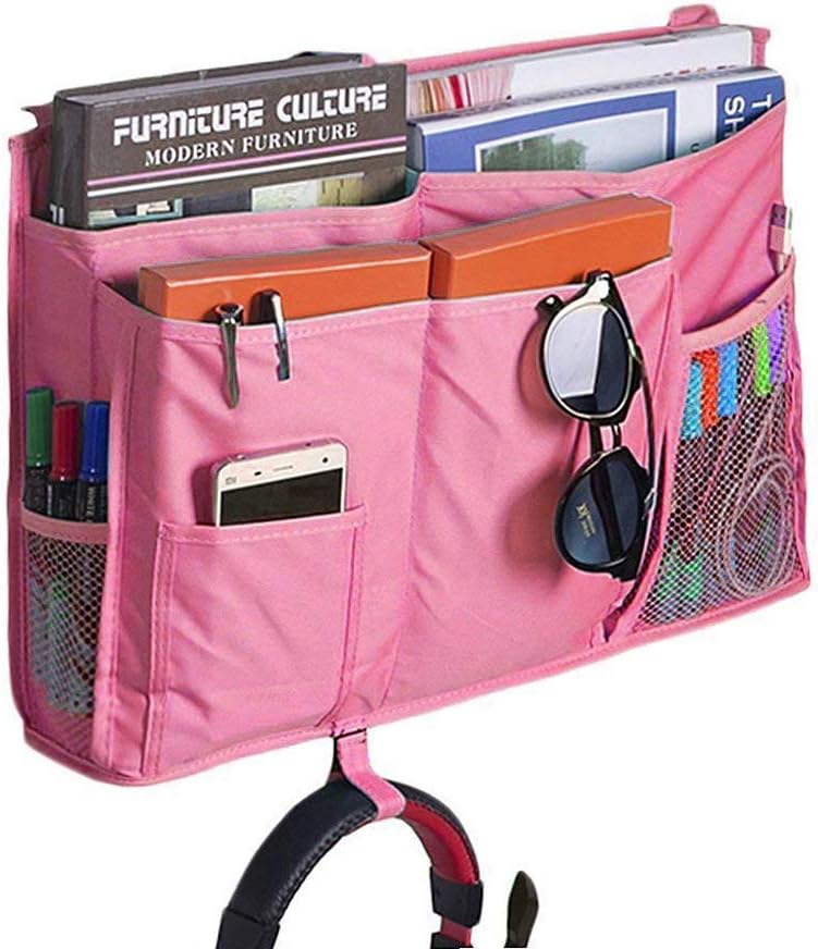 Createy Bedside Caddy Hanging Organizer Storage Bag Pocket for Bunk and Hospital Beds, College Dorm Rooms, Baby Bed Rails, Camp - 4 Pockets and 2 Hooks