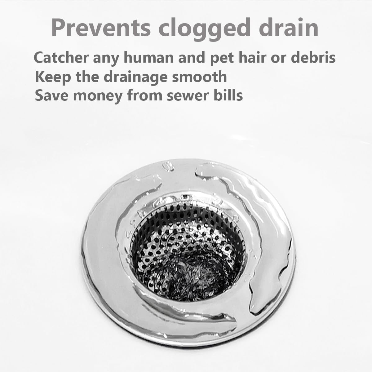Huntonry Bathtub Drain Strainer - 2.79 Inch Hair Catcher, Stainless Steel Shower Drain Cover, Bathroom Sink Strainer Filter Basket, Tub Drain Strainer, Hair Stopper