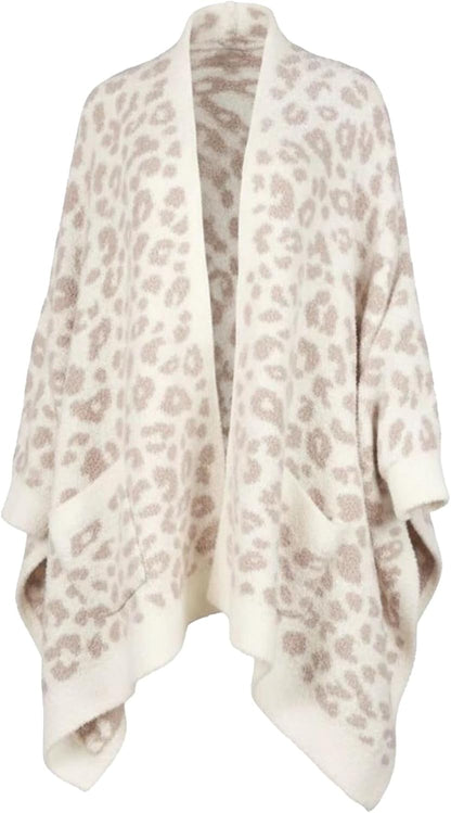 Wearable Blanket Sherpa Poncho Unique Office Work Warm Cozy Shawl TV Throw Blankets, Plush Cape Wrap for Adults