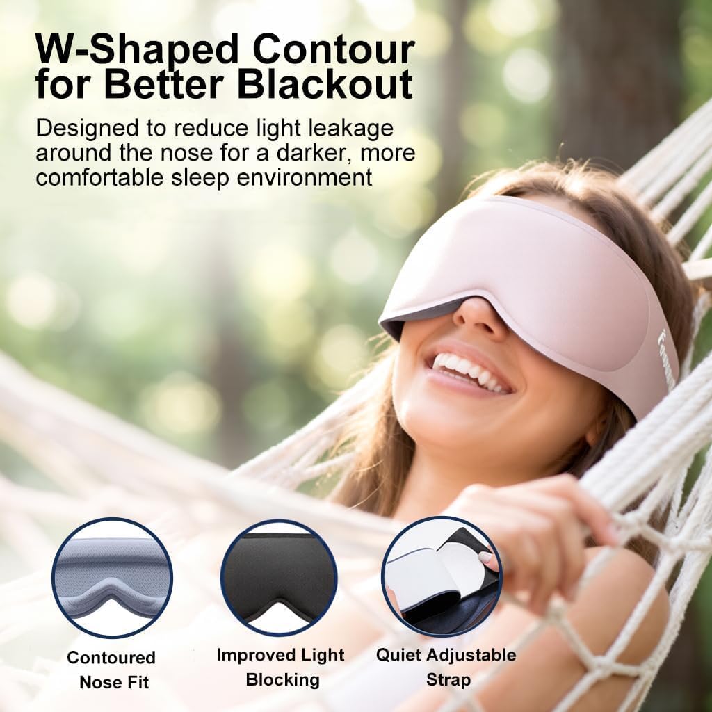 FACEMOON 3D Blackout Weighted Eye Mask for Sleep, Airplane Travel Essential | Long flights, road trips, gentle weighted comfort, deep cups, lash-friendly, adjustable strap, daytime naps for men & women