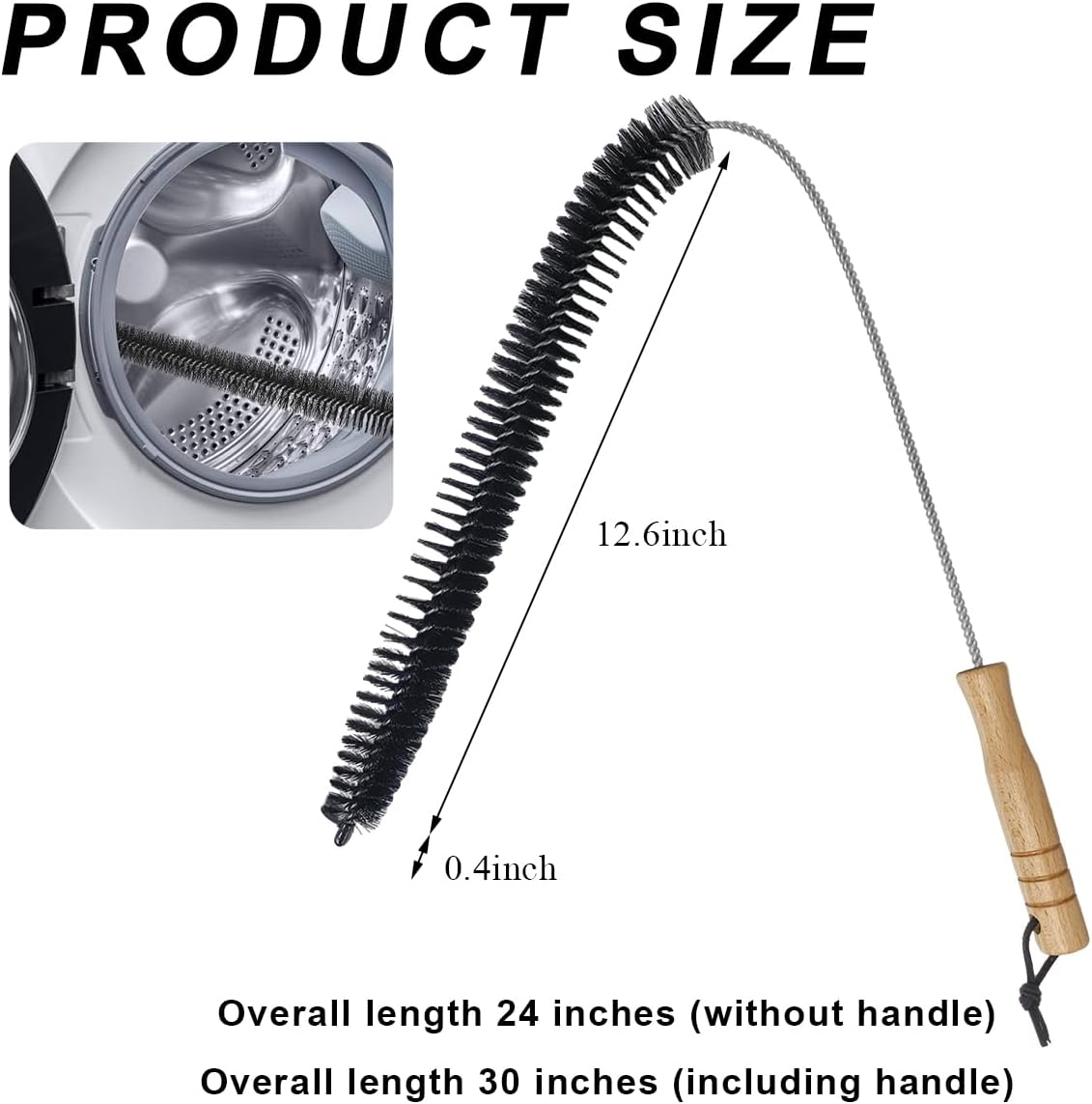 Radiator Cleaner Brush, 30 Inches Flexible Radiator Duster Cleaning Brush with Wood Handle, Radiator Coil Cleaning Brush Vent Cleaner for Vehicle Refrigerator Dryer (Full Bristle)