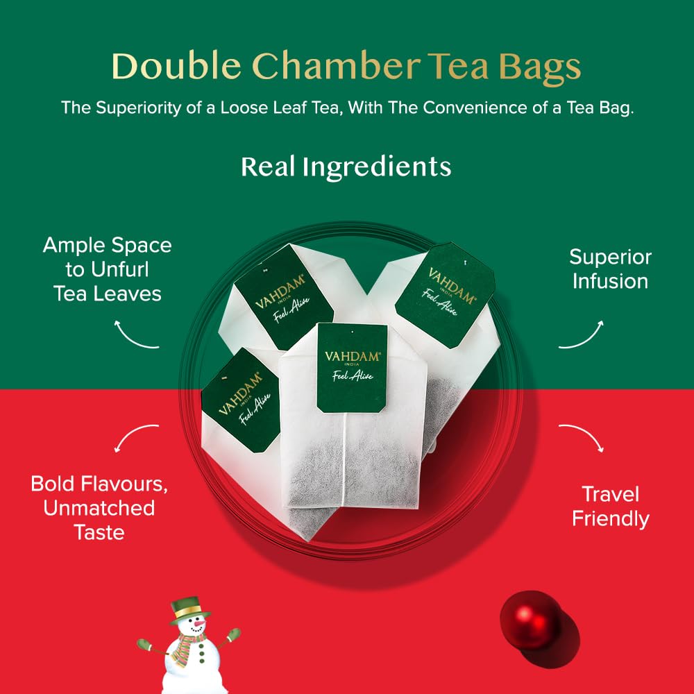 VAHDAM, Assorted Herbal Tea Sampler (18 Tea Bags, 9 Flavors) Caffeine-Free, Non-GMO | Double Infusion, Individually Enveloped Tea Bags | Herbal Tea Assortmen