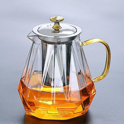 small Glass Teapot with Removable Infuser, Stovetop Safe Tea Kettle, Blooming and Loose Leaf Tea Maker Set Camping, Travel 550ml