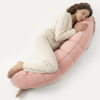 Peallow(Pat. Pend) – Long Round Body Pillow for Adults, Bolster Pillow for Sleeping, Soft and Supportive Pillow for Sleeping & Lumbar Support (Green-White, 29.5")