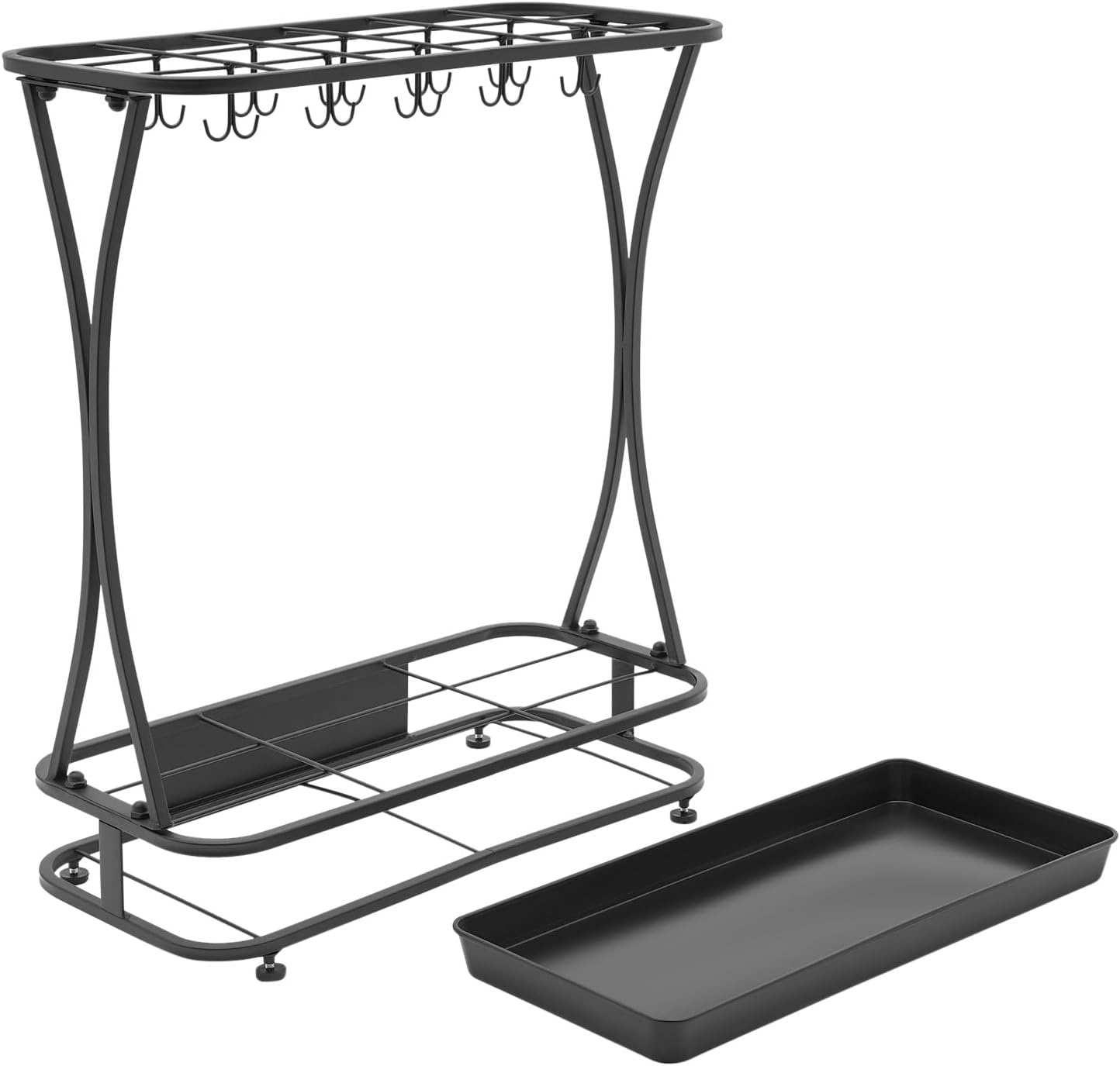 Metal Umbrella Holder 18 Slots with 10 Hooks, Umbrella Stand for Entryway | For Home Office Lobby Entryway; Heavy Duty Iron, Removable Drip Tray, Holds Long/Short Umbrellas
