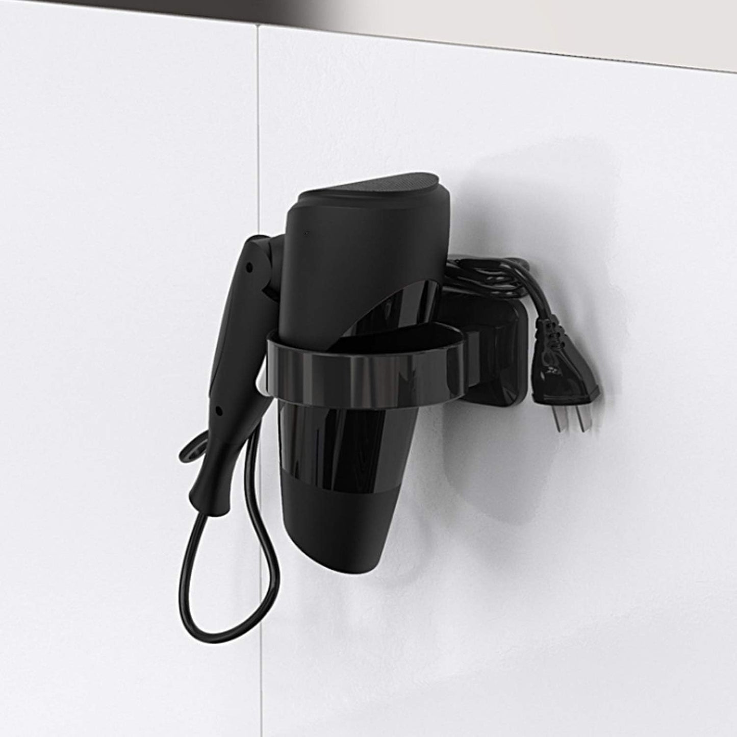 Hair Dryer Holder For Wall Mount , Bathroom Cabinet Door Blow Dryer Stand | Blow Dryer Holders - Extra Large Rim Compatible with Most Hair Dryers, Mount Chrome Finished (Silvery)