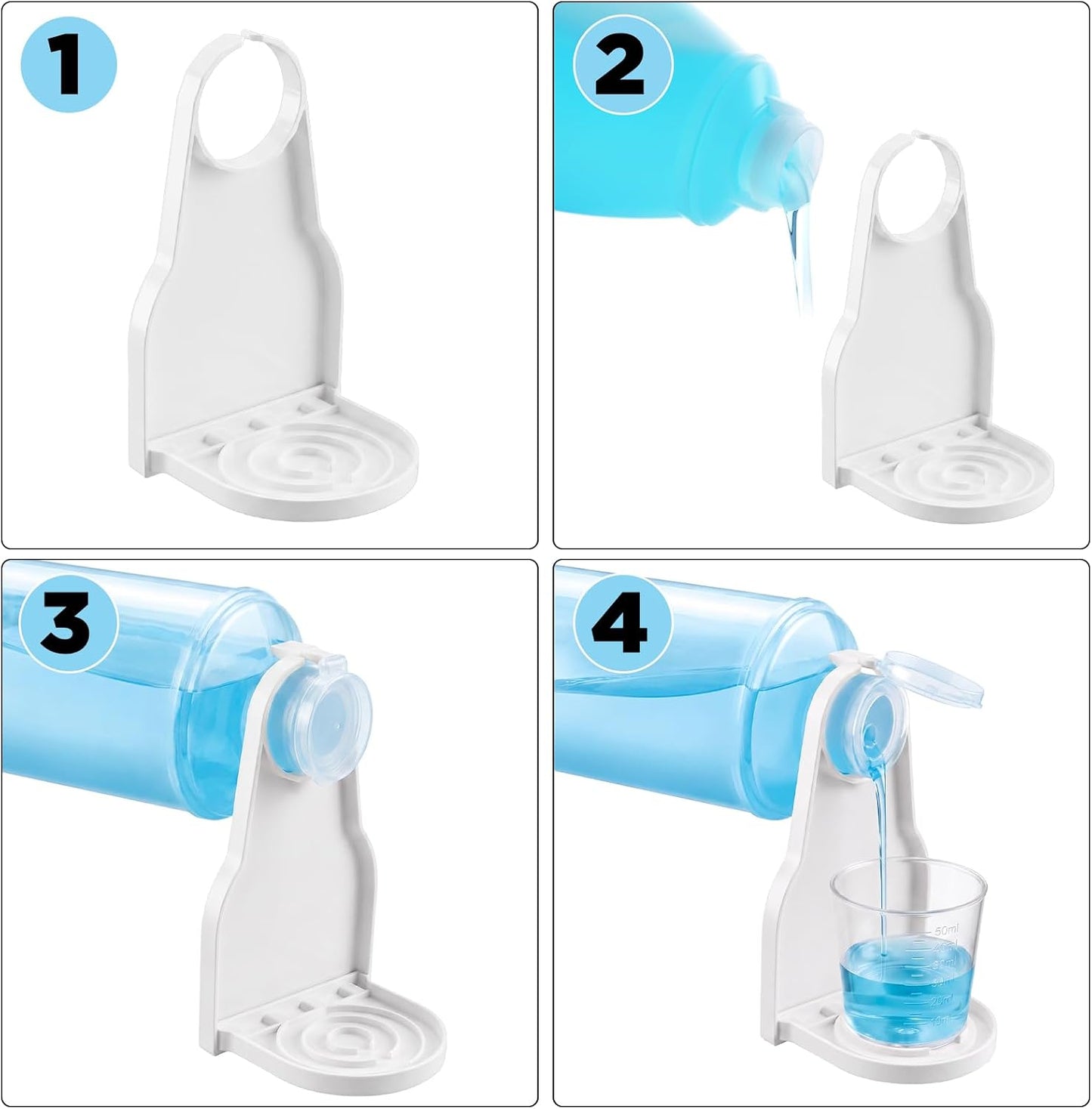 2 Pack Laundry Detergent Dispenser Cup Holder Drip Catcher | Organizer Firmly Holds on Bottle Spouts for No More Leaks or Mess in Laundry Room Organization