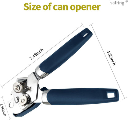 Safring Can Opener Manual, Handheld Strong Heavy Duty Stainless Steel Can Opener, Comfortable Handle, Sharp Blade Smooth Edge, Can Openers with Multifunctional Bottle Opener