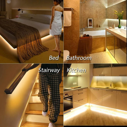 5 Feet Motion Activated Strip Lights, Plug-in LED Night Lights Waterproof for Bed, Kitchen, Stair (Warm White)