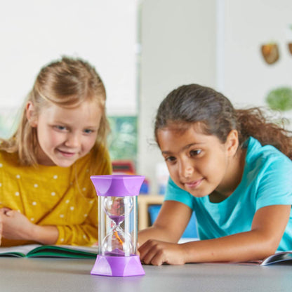 hand2mind Orange Jumbo Sand Timers, 5 Minute Sand Timer, Hourglass Sand Timer with Soft Rubber End Caps Offers Quiet Pausing, Classroom Sand Timers for Kids, Teeth Brushing and Game Timer (Set of 1)