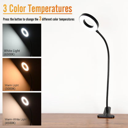 Clamp on Lamp, Desk Lamps, 8W Clip Light, Warm & Daylight & White Light 3 Colors, 10 Dimmable Illumination Modes (2 Pack)