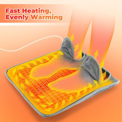 Electric Foot Warmer Heating Pad with 9 Temperature Levels & 4 Timers, Ultra-Soft Washable Heated Foot Mat with LCD Remote Control, Portable Heated Pad for Full Body Back Shoulder Pain Relief