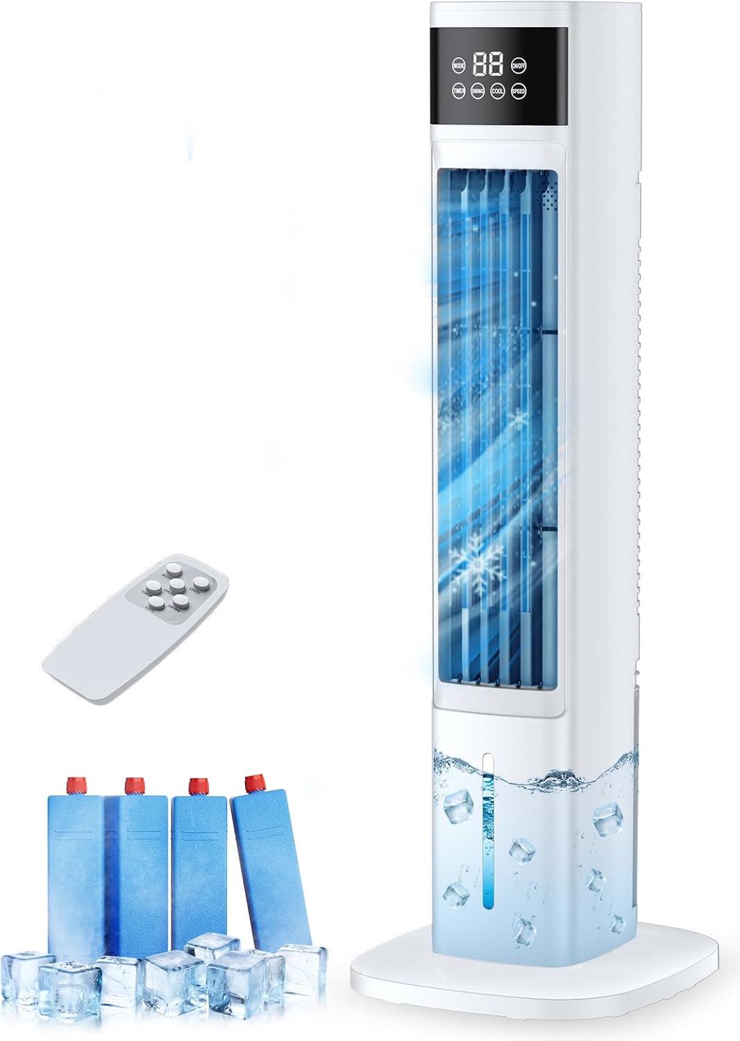 Portable Air Conditioners for Room, 3-in-1 Evaporative Air Cooler, Fast Cooling Portable AC Unit/24H Timer, Remote Oscillating Tower Fan, 4 Modes 3 Speeds, Quiet Swamp Cooler for Bedroom Office