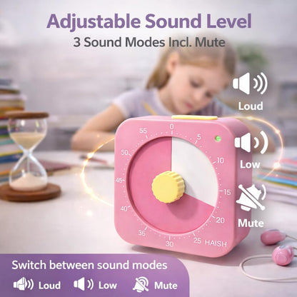 60 Minute Visual Timer for Kids - Premium Countdown Timer with Magnetic Back & Pause Function, Silent Operation for Classroom Teaching Home, Time Management Tool(Batteries Included) (Green)