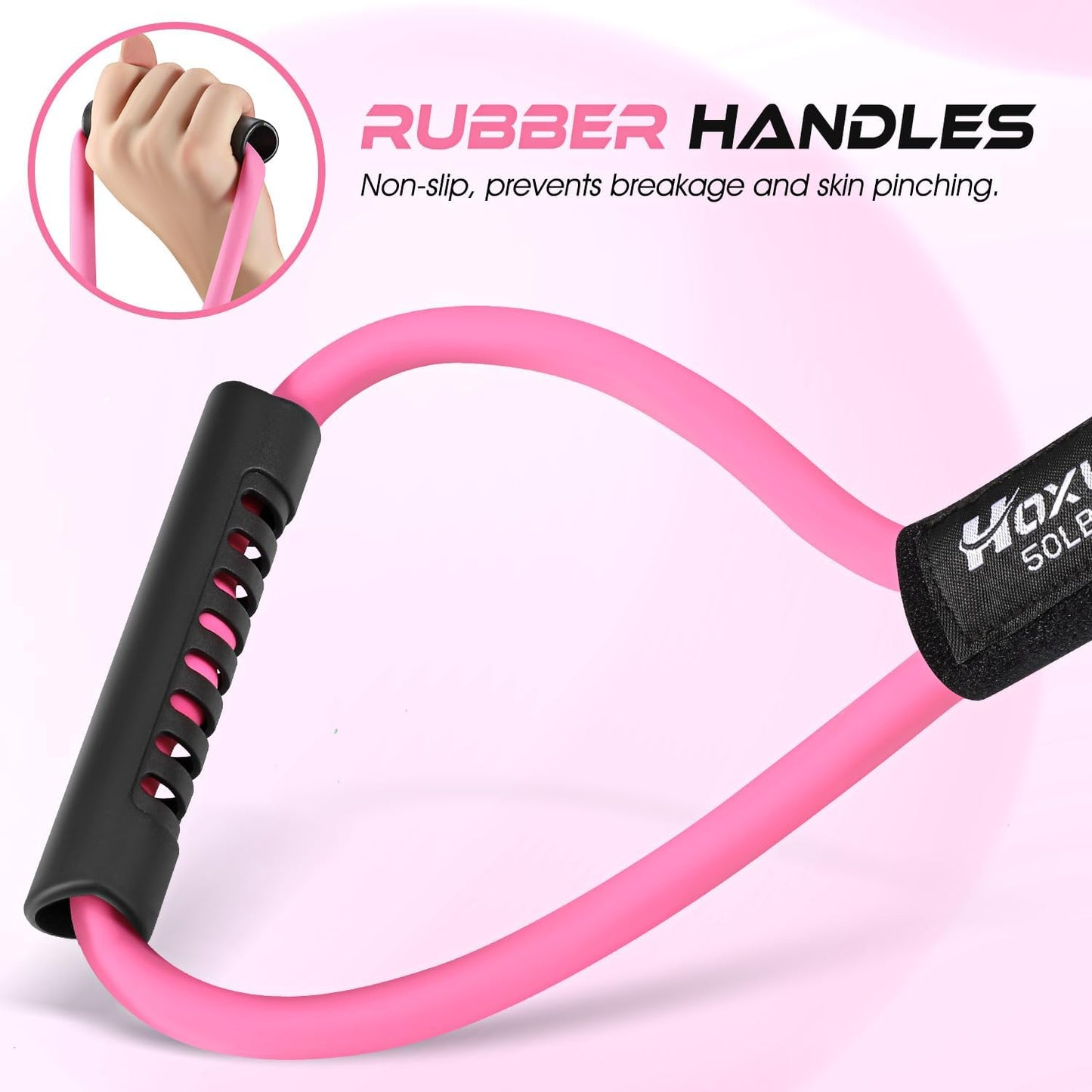Resistance Bands, Figure 8 Resistance Band, Exercise Bands with Handles, Weights Workout Bands for Arms, Back, Shoulder, Leg, Physical Therapy, Pilates, Home Workout Equipment That Replace Dumbbells