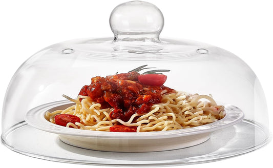 12 Inch Borosilicate Glass Light Microwave Splatter Cover for Food | All Glass Tall Splatter Guard Microwave Plate Serving Dish Covers Lid with Handle for Heating Food