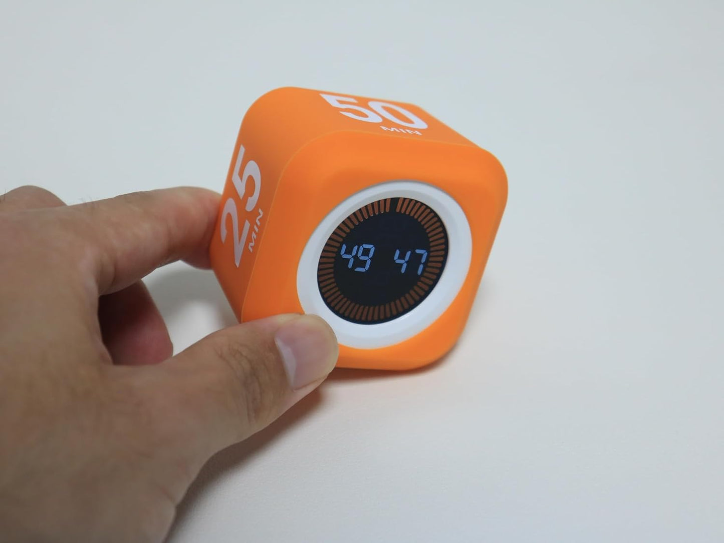 Rotating Cube Pomodoro Visual Timer 5, 25, 10 50 Minutes Preset | Custom Countdown, LED Display, Silicone Case, Loud Alarm&Silent, Rechargeable Desk Productivity Flip Timers for ADHD, Kitchen