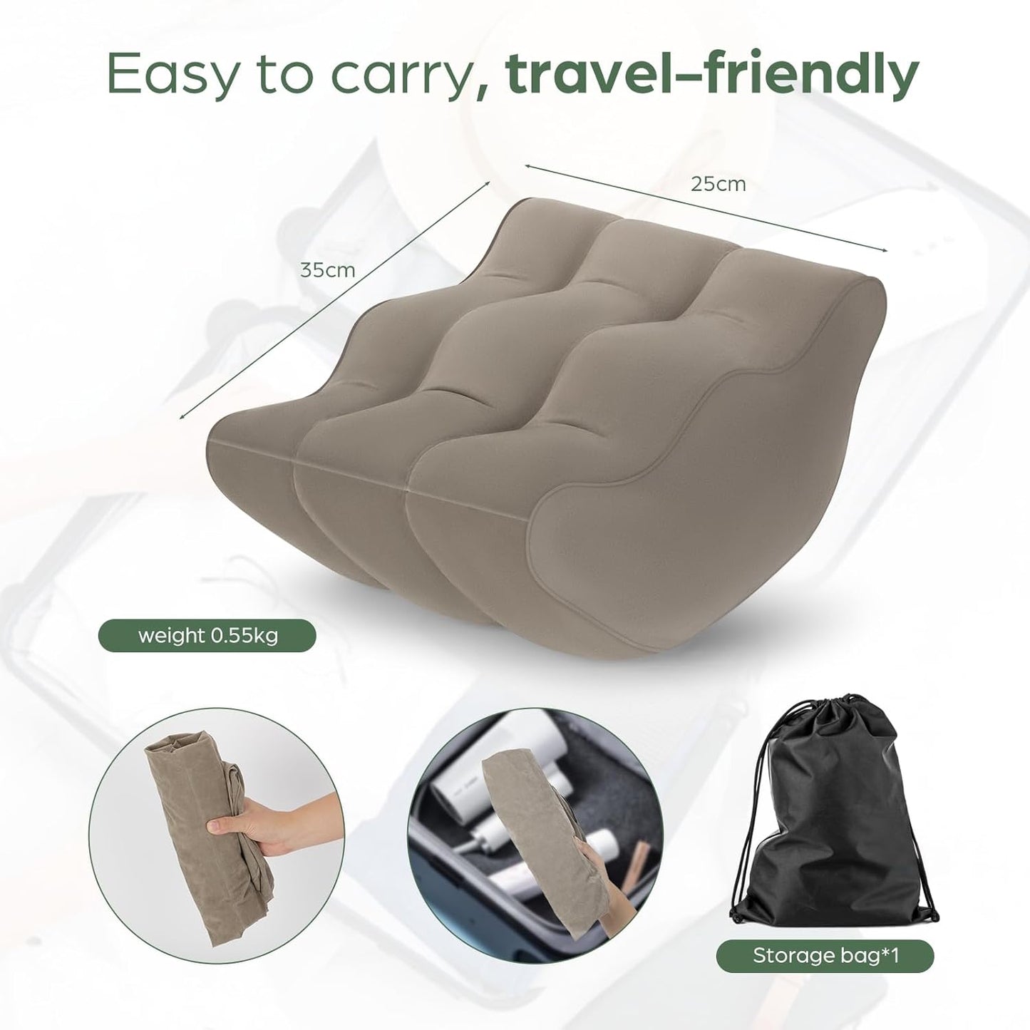 Inflatable Leg Elevation Pillow After Surgery, Wedge Leg Knee Elevating Pillows for Blood Circulation for Traveling, Injury Recovery, Swelling, Leg Support Cushion Knee Hip Ankles Pain