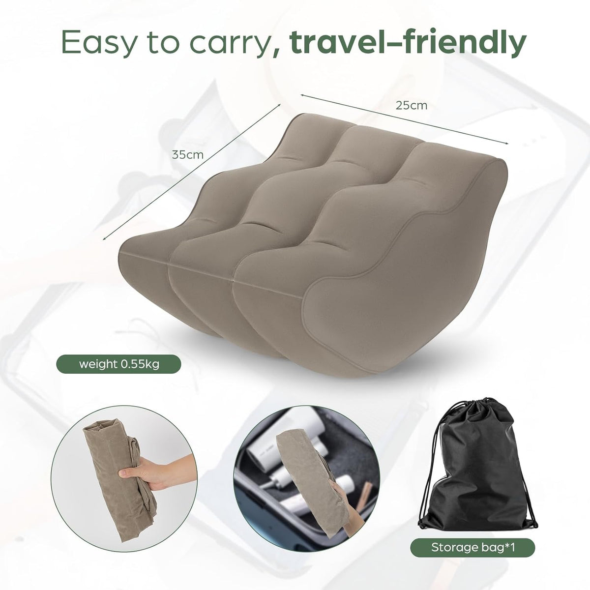 Inflatable Leg Elevation Pillow After Surgery, Wedge Leg Knee Elevating Pillows for Blood Circulation for Traveling, Injury Recovery, Swelling, Leg Support Cushion Knee Hip Ankles Pain