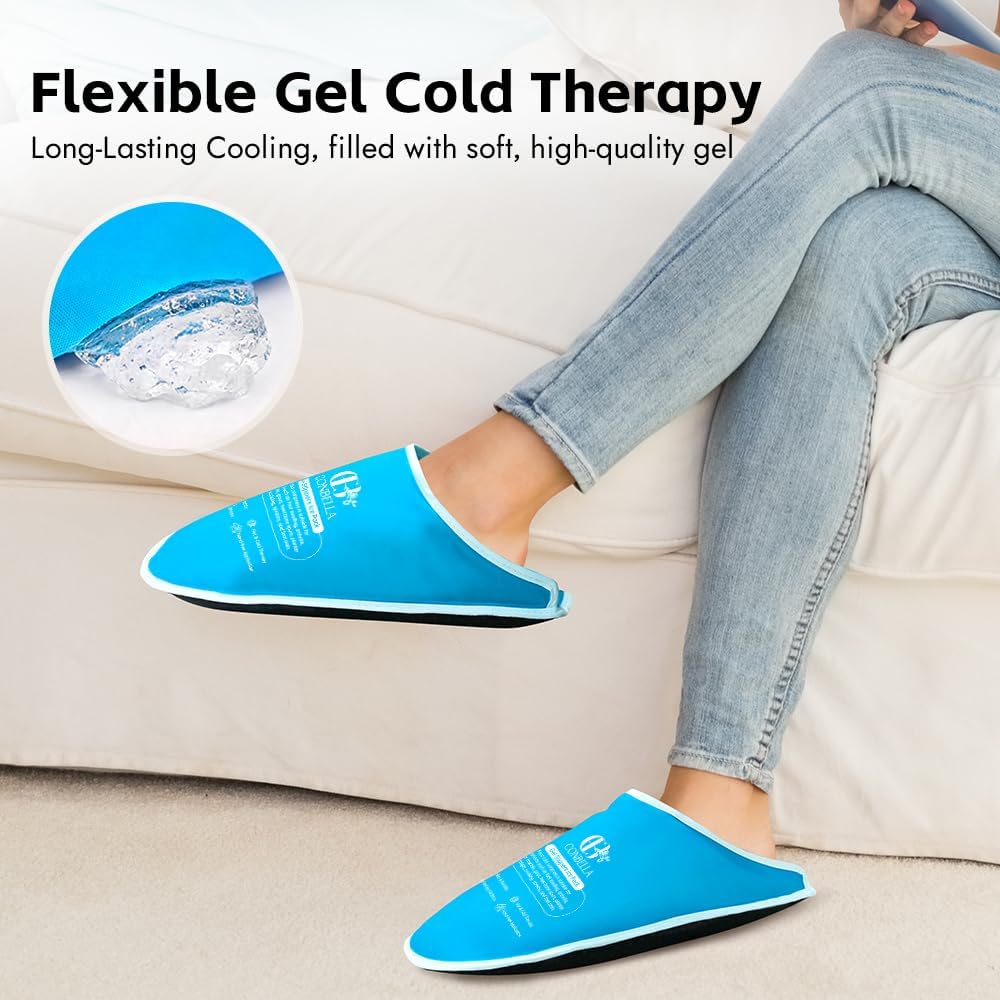 Gel Ice Pack Slippers for Foot Pain Relief, 1 Pair, Blue