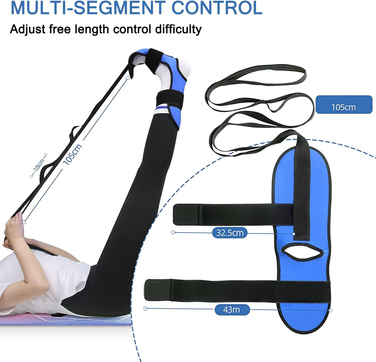 Foot and Calf Stretcher for Plantar Fasciitis, Achilles Tendonitis, Heel Spurs and Foot Drop, Improve Muscle Strength Relief Foot Pain Leg Stretcher Yoga Stretching Strap for Thigh Calf and Hamstring